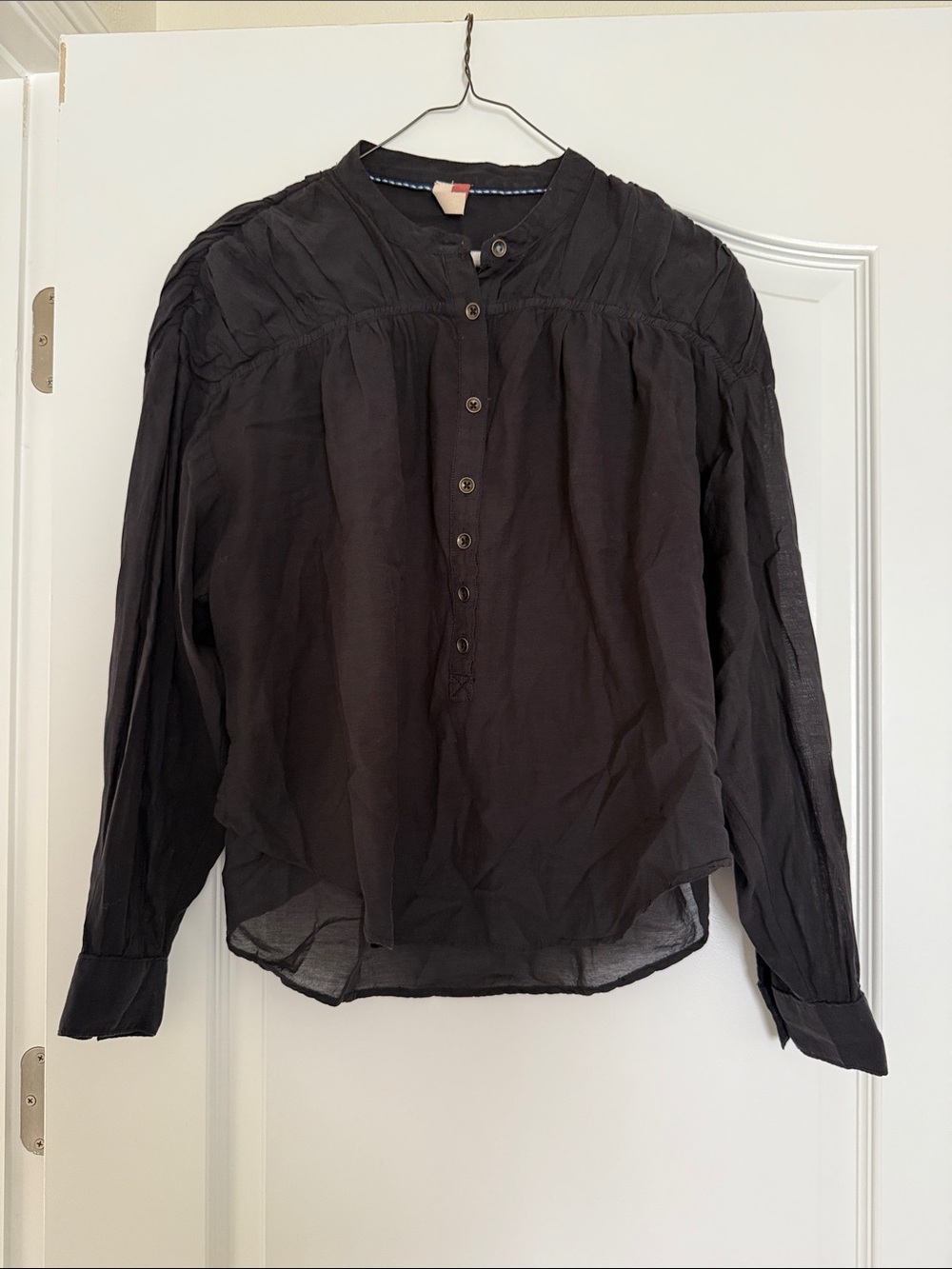Pilcro by Anthropologie Black Blouse with buttons down front Small